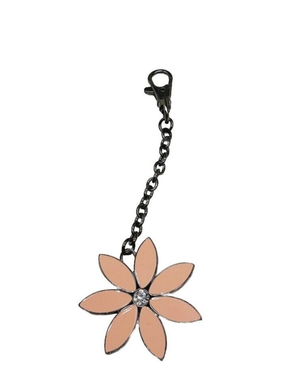 Mary Kay Flower Daisy Keychain Key Ring FOB Clip Rhinestone Pink Enamel Metal